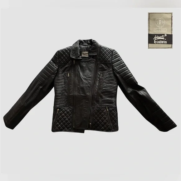 🛍️SALE🛍️ Heeli By Leathertex Women's Genuine Leather Quilted Motorcycle Jacket - Picture 2 of 8